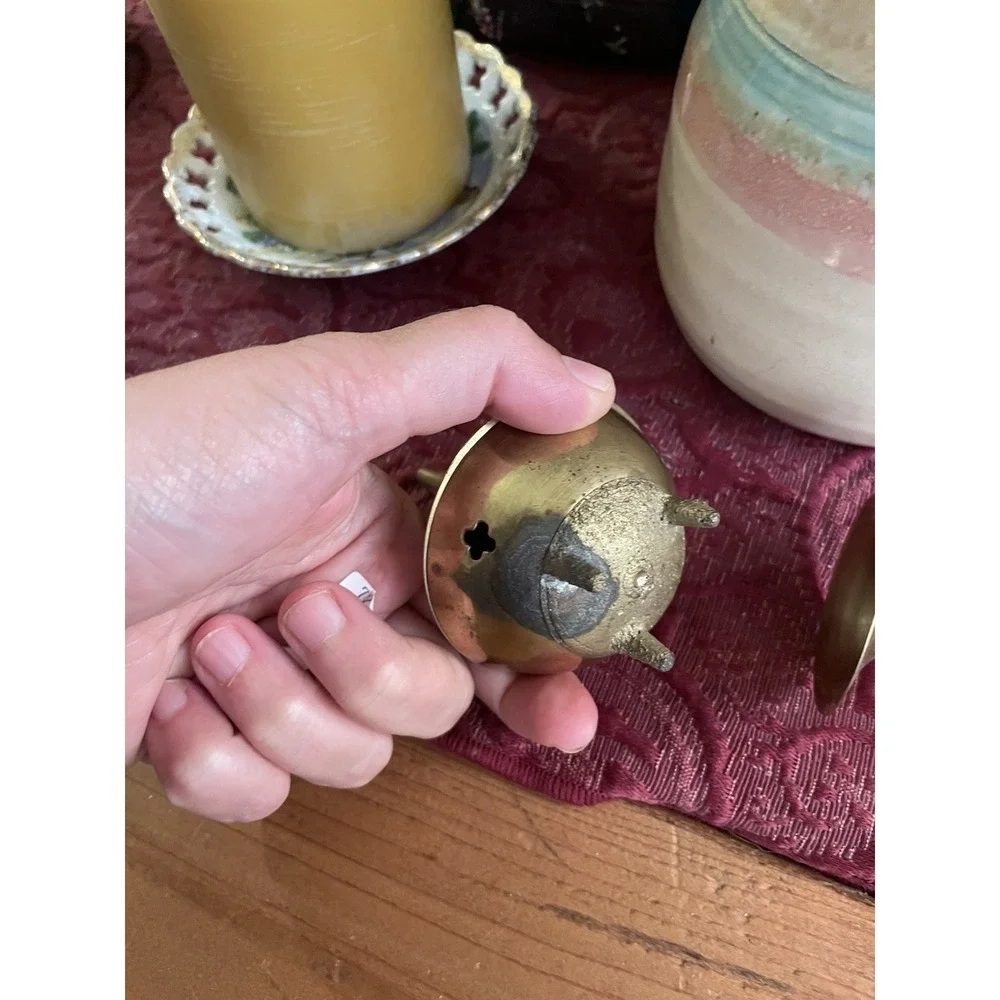 Vintage Mini Brass Incense Burners Set of 2 Made In India Home Decor